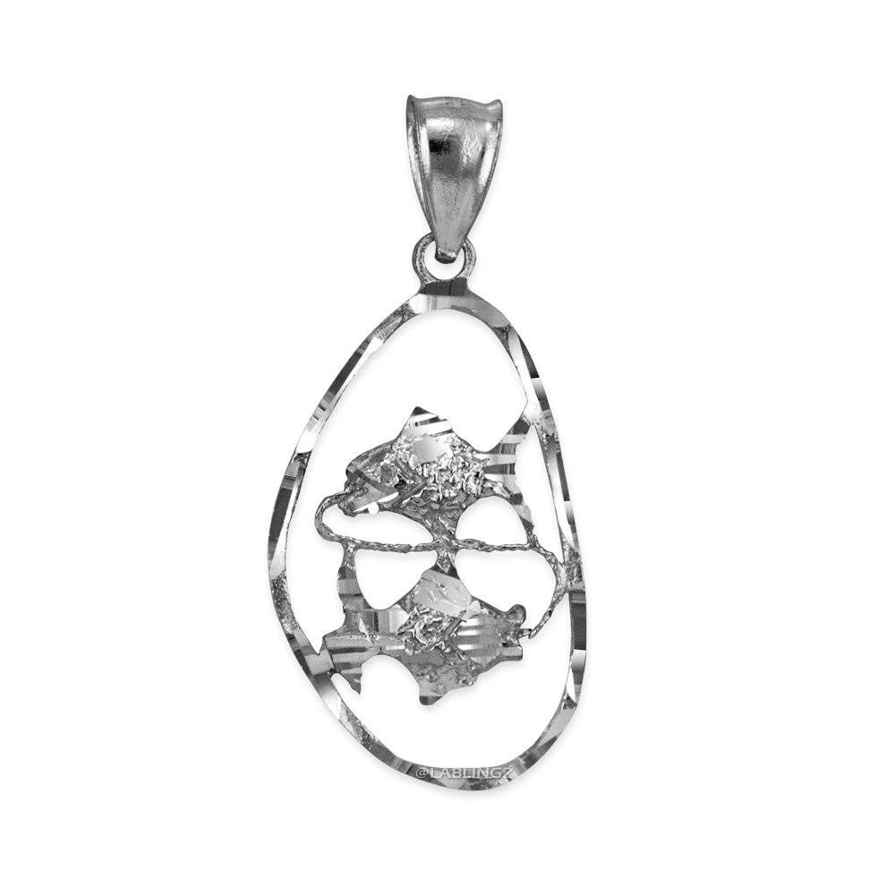 Gold Pisces Zodiac Sign DC Pendant Necklace (yellow, white, rose gold, 10K, 14K) Karma Blingz