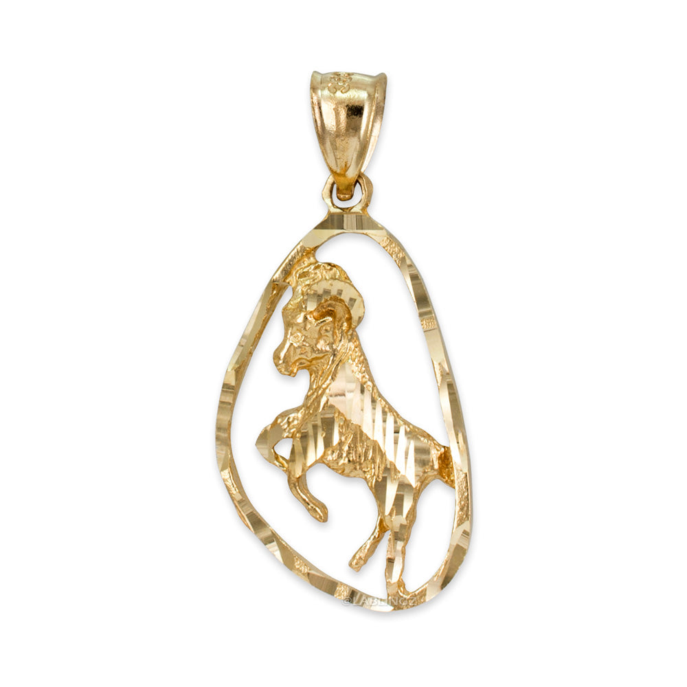 Gold Aries Zodiac Sign DC Pendant Necklace (yellow, white, rose gold, 10K, 14K) Karma Blingz