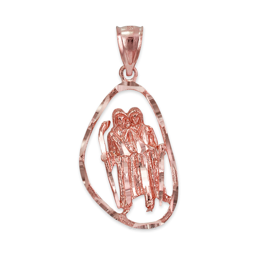 Gold Gemini Zodiac Sign DC Pendant Necklace (yellow, white, rose gold, 10K, 14K) Karma Blingz