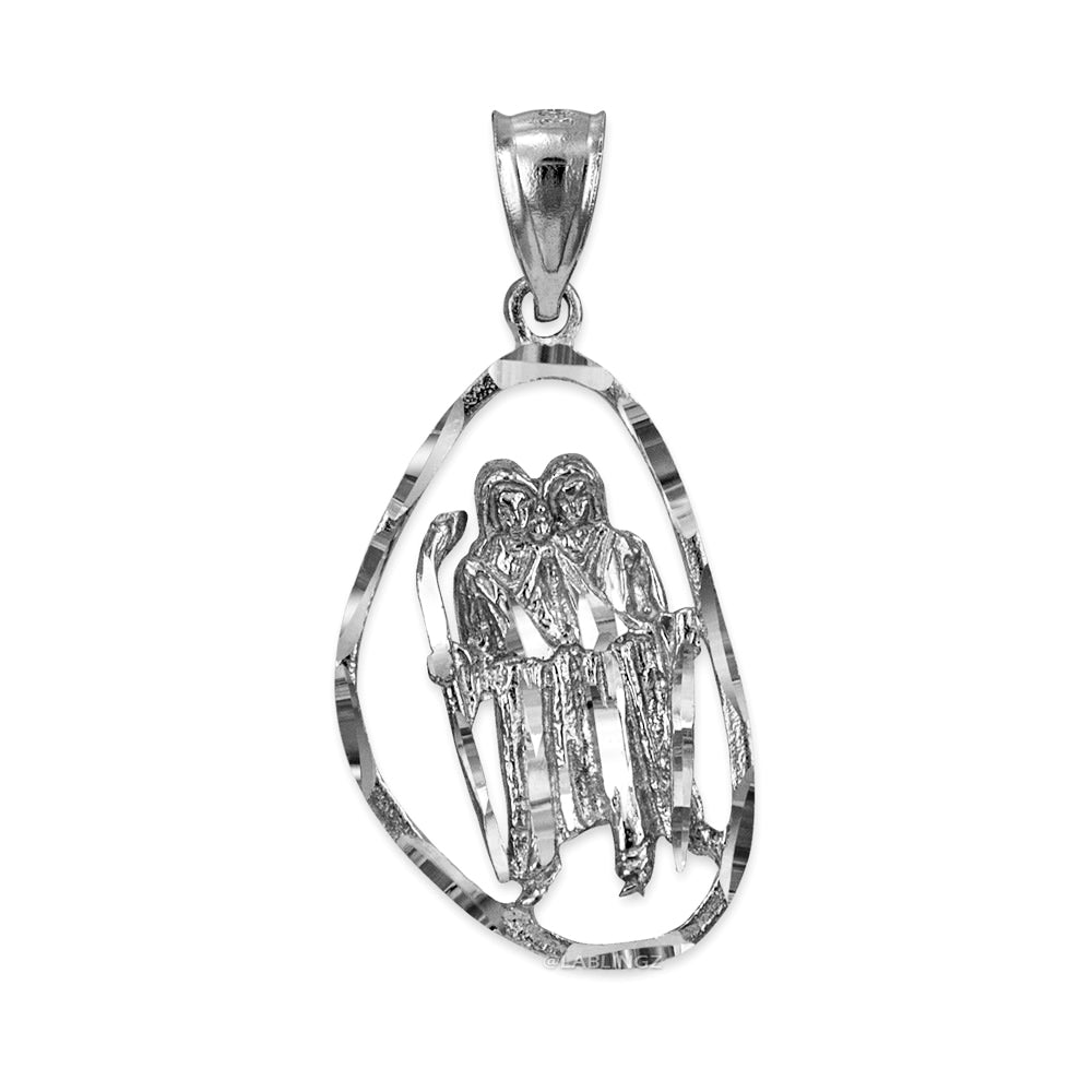 Gold Gemini Zodiac Sign DC Pendant Necklace (yellow, white, rose gold, 10K, 14K) Karma Blingz