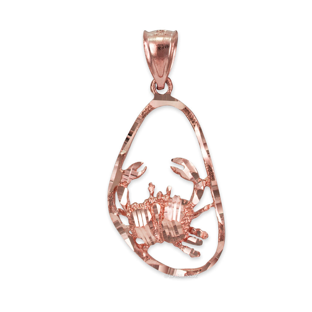 Gold Cancer Zodiac Sign DC Pendant Necklace (yellow, white, rose gold, 10K, 14K) Karma Blingz