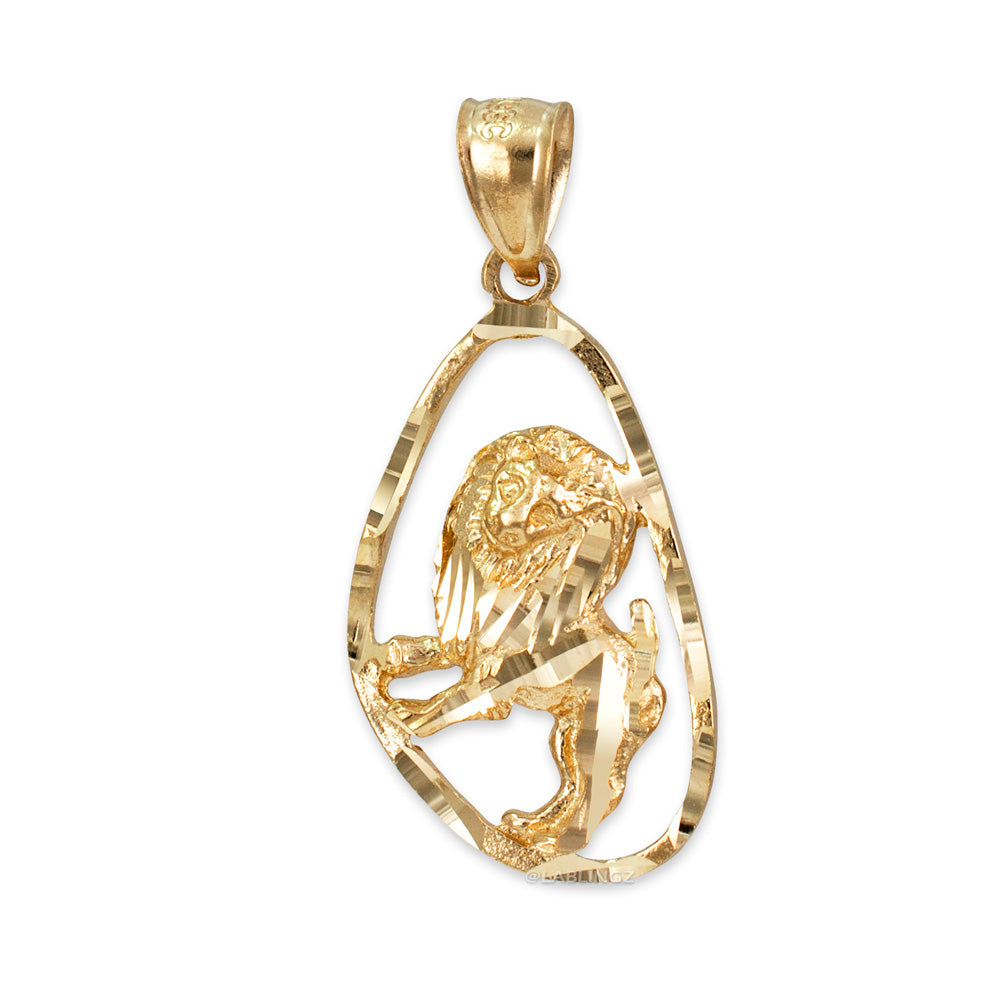 Gold Leo Zodiac Sign DC Pendant Necklace (yellow, white, rose gold, 10K, 14K) Karma Blingz