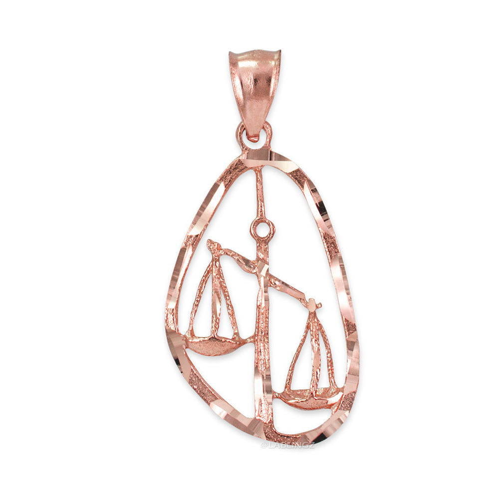 Gold Libra Zodiac Sign DC Pendant Necklace (yellow, white, rose gold, 10K, 14K) Karma Blingz