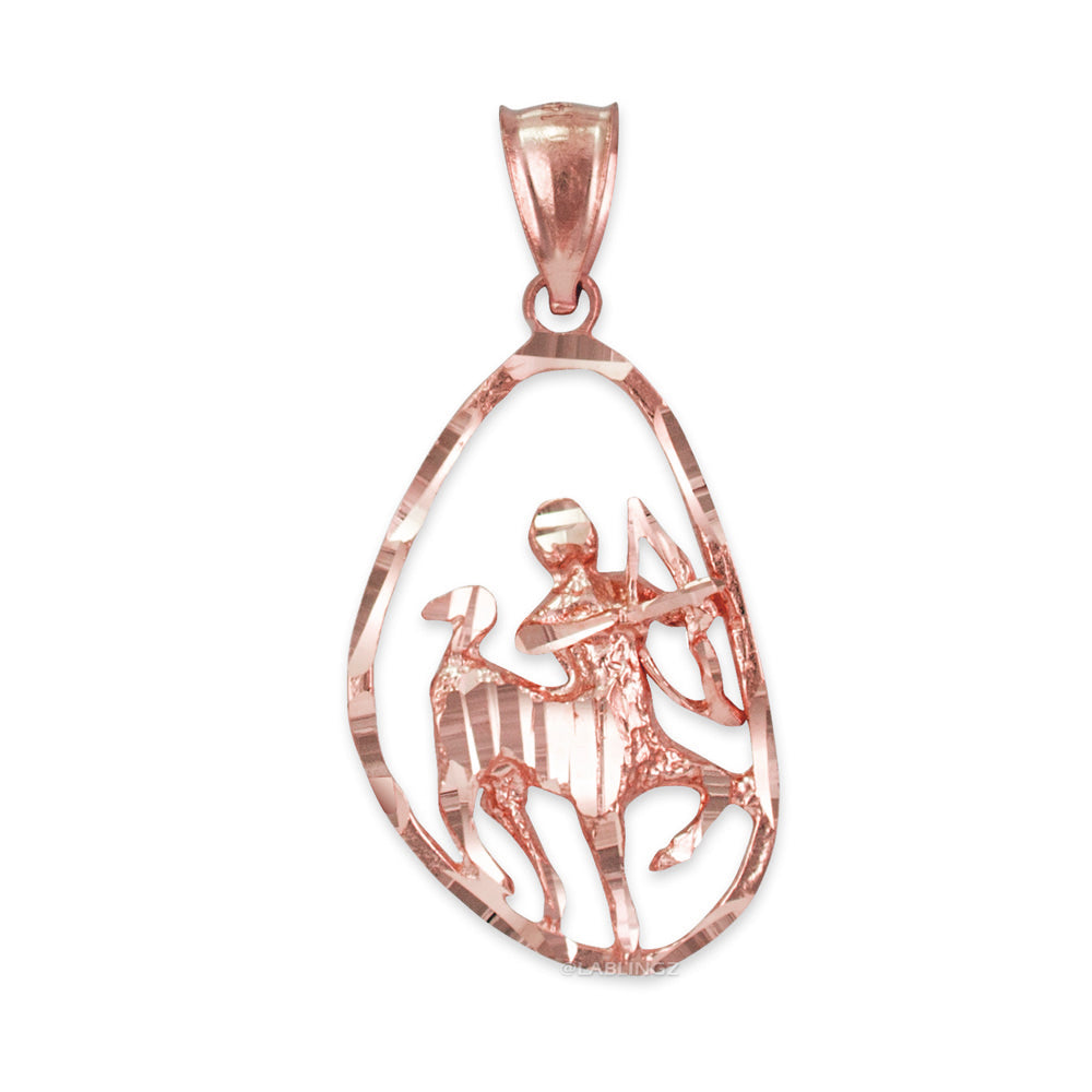 Gold Sagittarius Zodiac Sign DC Pendant Necklace (yellow, white, rose gold, 10K, 14K) Karma Blingz