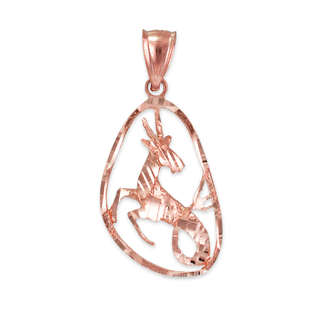 Gold Capricorn Zodiac Sign DC Pendant Necklace (yellow, white, rose gold, 10K, 14K) Karma Blingz