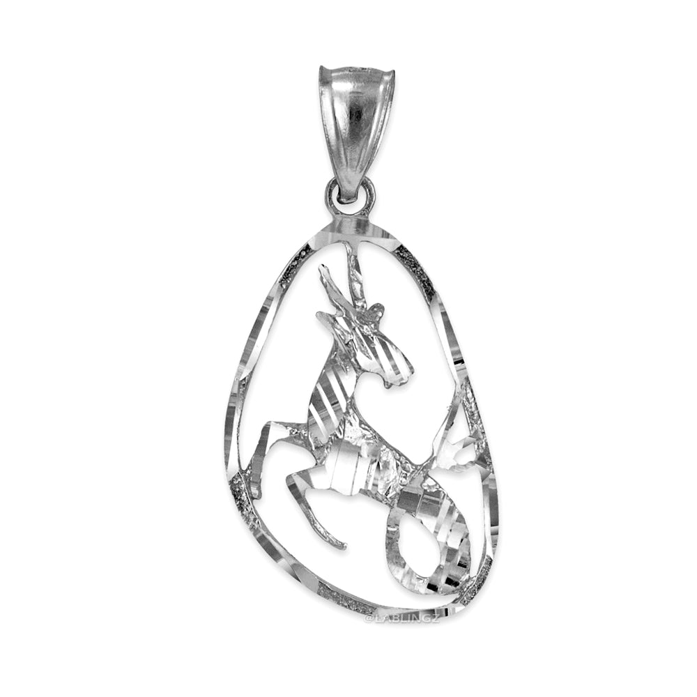 Gold Capricorn Zodiac Sign DC Pendant Necklace (yellow, white, rose gold, 10K, 14K) Karma Blingz