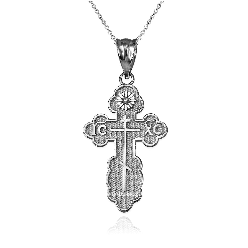 Gold Eastern Orthodox St. Olga Cross Pendant Necklace (yellow, white, rose, 2-tone gold, 10K, 14K) Karma Blingz
