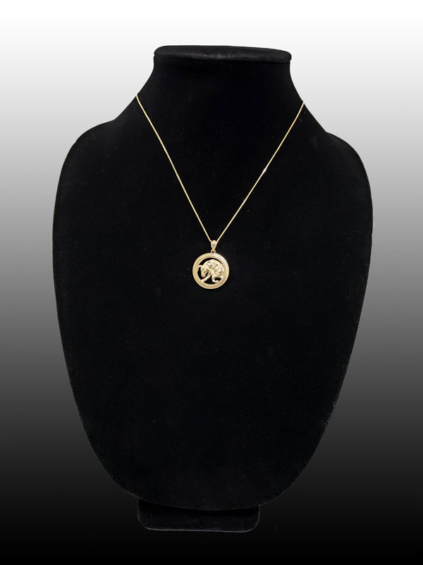 Gold Taurus Zodiac Sign Medallion Pendant Necklace (yellow, white, rose, 10K, 14K) Karma Blingz