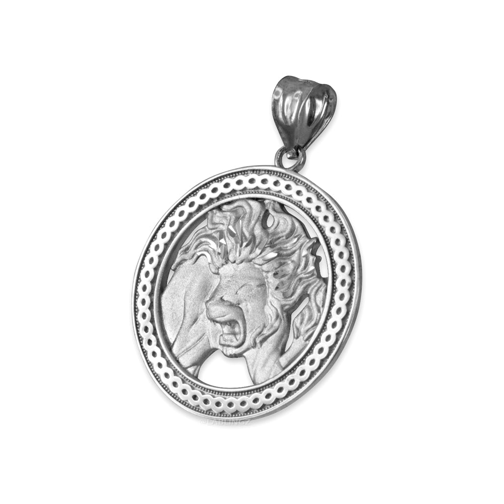 Gold Leo Zodiac Sign Medallion Pendant Necklace (yellow, white, rose, 10K, 14K) Karma Blingz