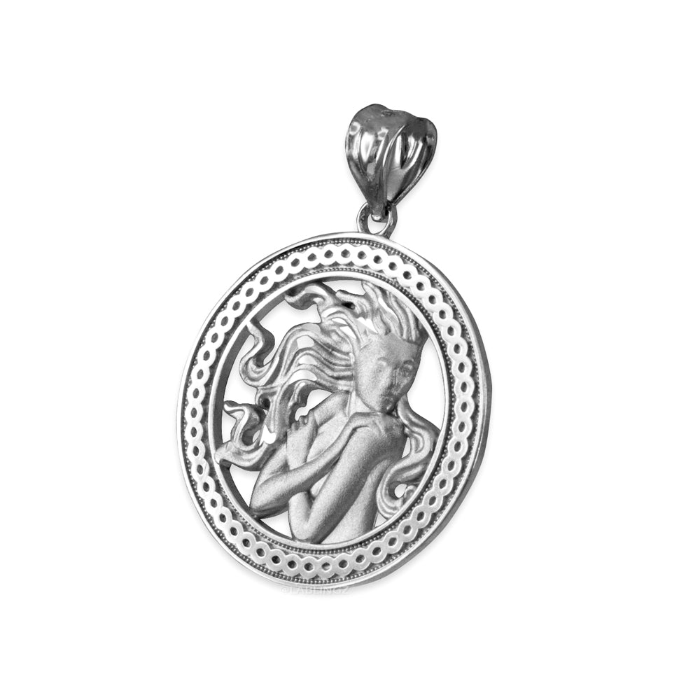Gold Virgo Zodiac Sign Medallion Pendant Necklace (yellow, white, rose, 10K, 14K) Karma Blingz
