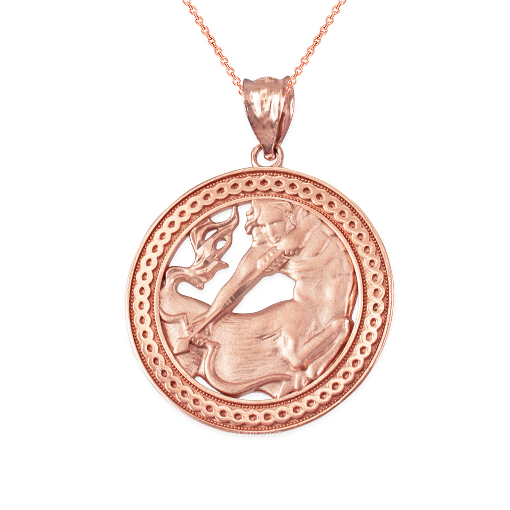 Gold Sagittarius Zodiac Sign Medallion Pendant Necklace (yellow, white, rose, 10K, 14K) Karma Blingz