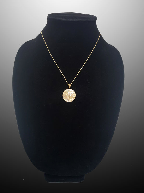 Gold Saint Jude Medal Pendant Necklace (yellow, white, rose, 2-tone, 10k, 14k) Karma Blingz