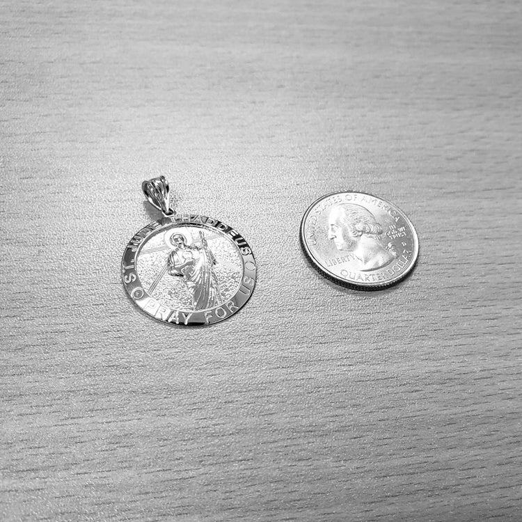 Sterling Silver St. Jude Thaddeus Medal Pendant Necklace Karma Blingz