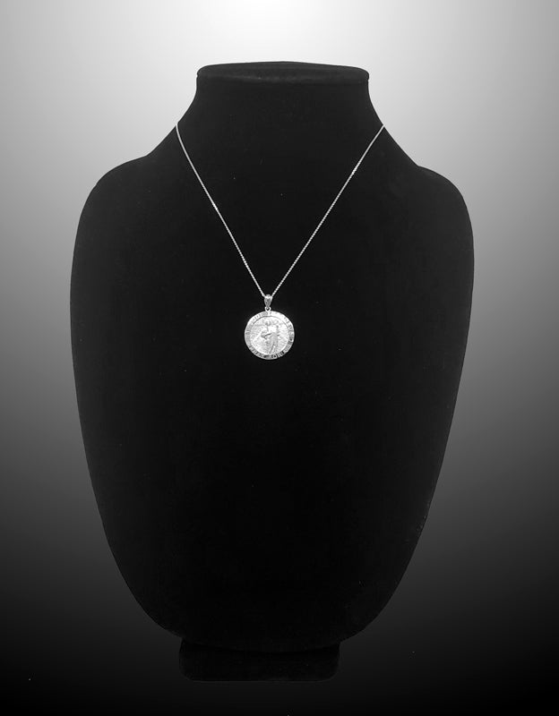 Gold St. Jude Thaddeus Medal Pendant Necklace (yellow, white, rose, 2-tone, 10k, 14k) Karma Blingz