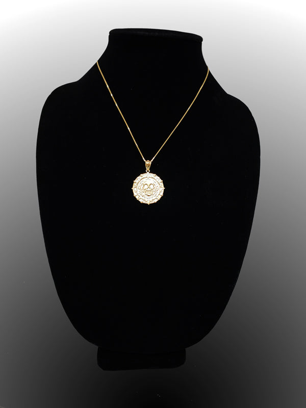 Gold Aztec Coin Pirates of The Caribbean Skull Medallion Pendant Necklace (yellow, white, rose) Karma Blingz