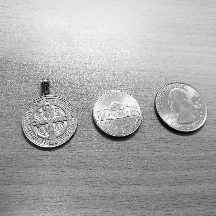 Sterling Silver St. Benedict Reversible Medal Cross Pendant Necklace Karma Blingz
