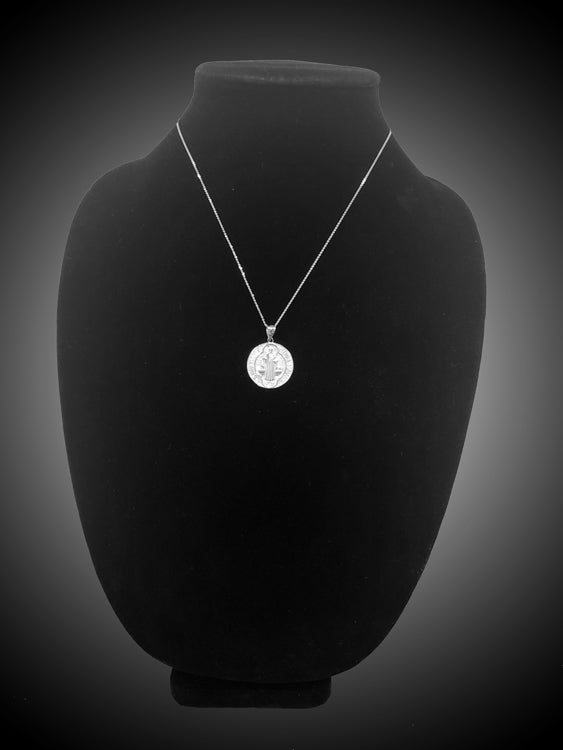 Sterling Silver St. Benedict Reversible Medal Cross Pendant Necklace Karma Blingz