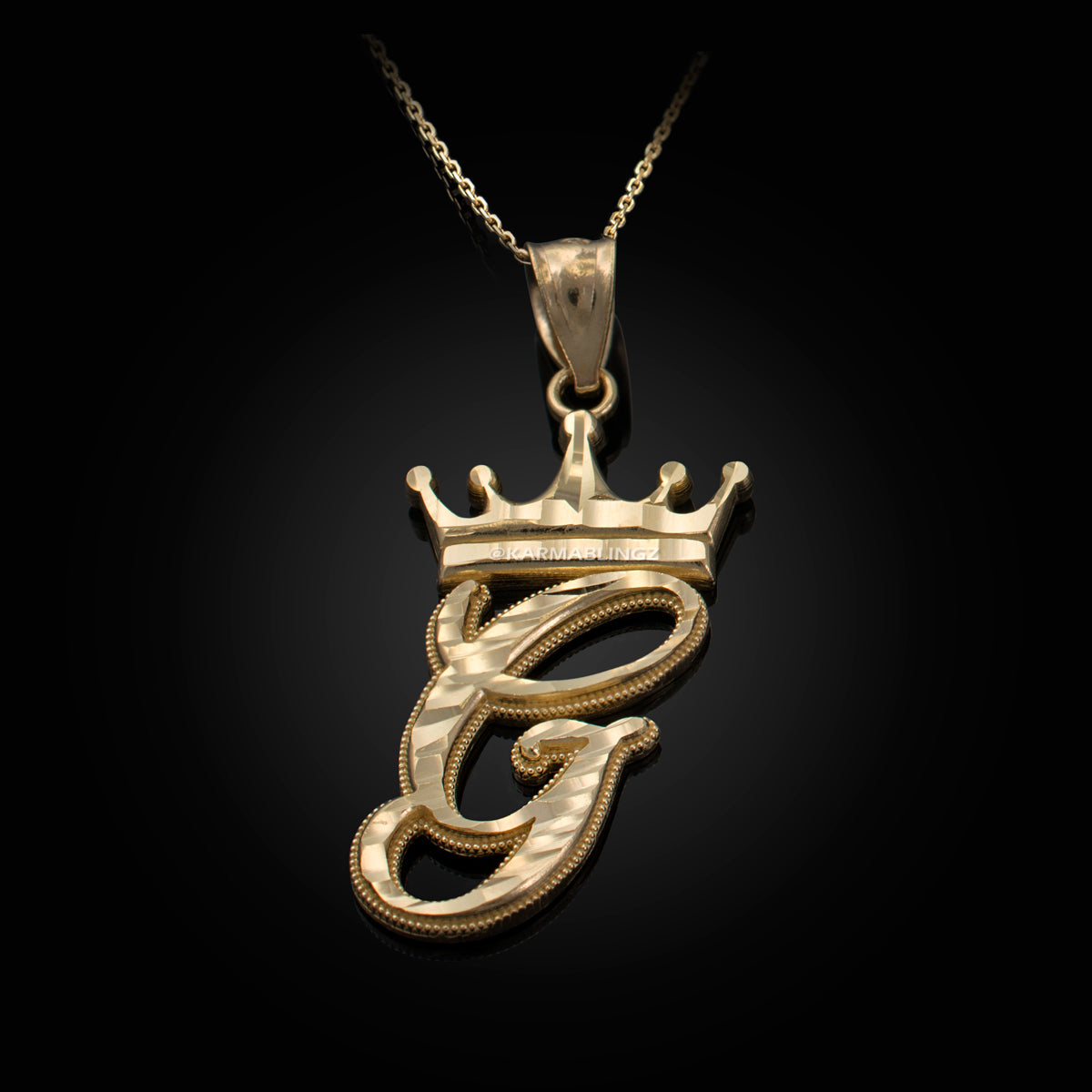 Gold Alphabet Cursive Letter 'G' Initial DC Pendant Necklace (yellow, white, rose, 10K, 14K) Karma Blingz