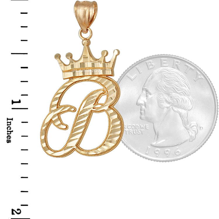 Gold Alphabet Cursive Letter 'B' Initial DC Pendant Necklace (yellow, white, rose, 10K, 14K) Karma Blingz