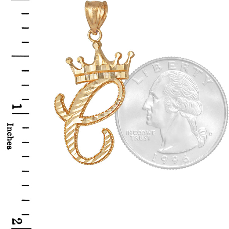 Gold Alphabet Cursive Letter 'C' Initial DC Pendant Necklace (yellow, white, rose, 10K, 14K) Karma Blingz