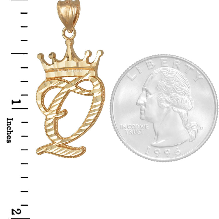 Gold Alphabet Cursive Letter 'Q' Initial DC Pendant Necklace (yellow, white, rose, 10K, 14K) Karma Blingz