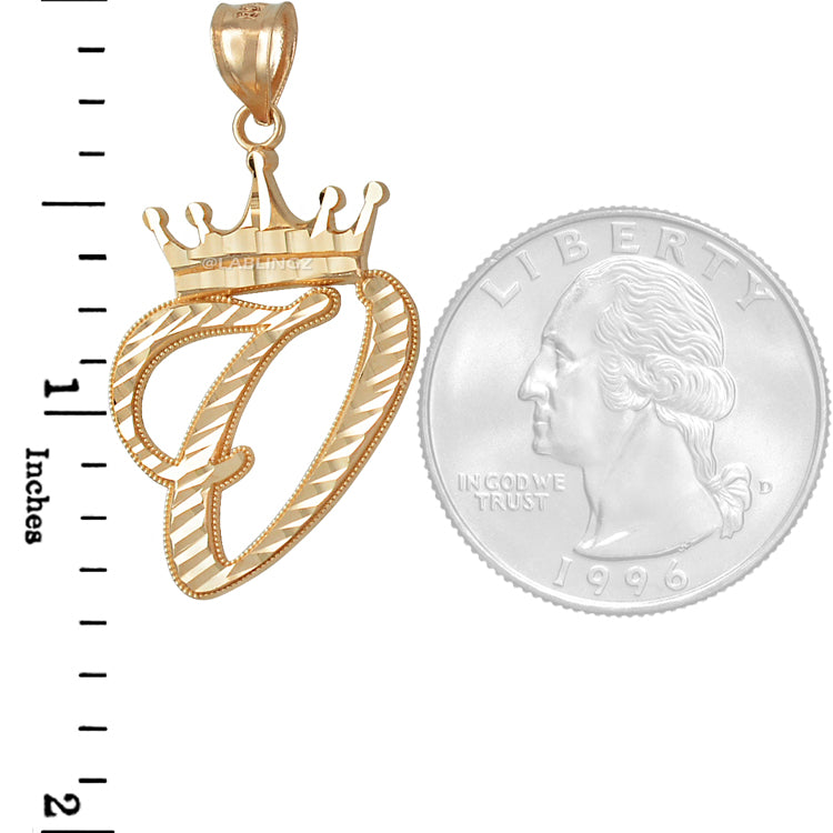 Gold Alphabet Cursive Letter 'V' Initial DC Pendant Necklace (yellow, white, rose, 10K, 14K) Karma Blingz
