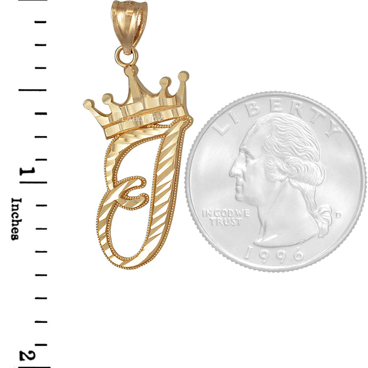 Gold Alphabet Cursive Letter 'I' Initial DC Pendant Necklace (yellow, white, rose, 10K, 14K) Karma Blingz