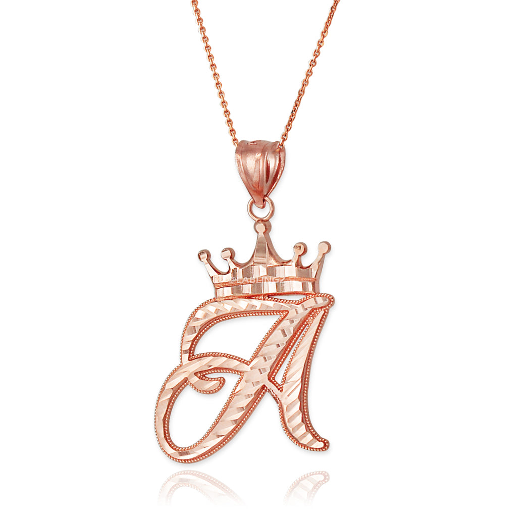 Gold Alphabet Cursive Letter 'A' Initial DC Pendant Necklace (yellow, white, rose, 10K, 14K) Karma Blingz