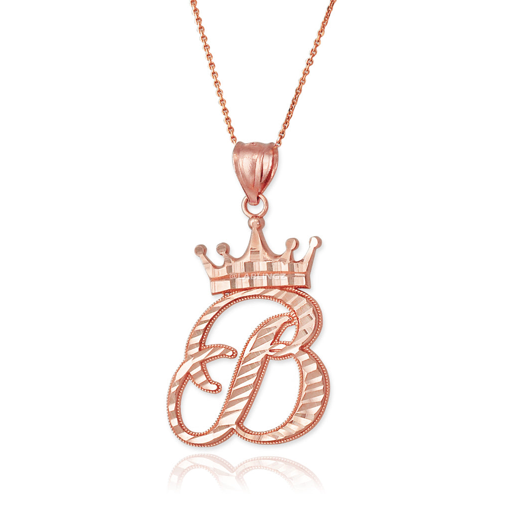 Gold Alphabet Cursive Letter 'B' Initial DC Pendant Necklace (yellow, white, rose, 10K, 14K) Karma Blingz
