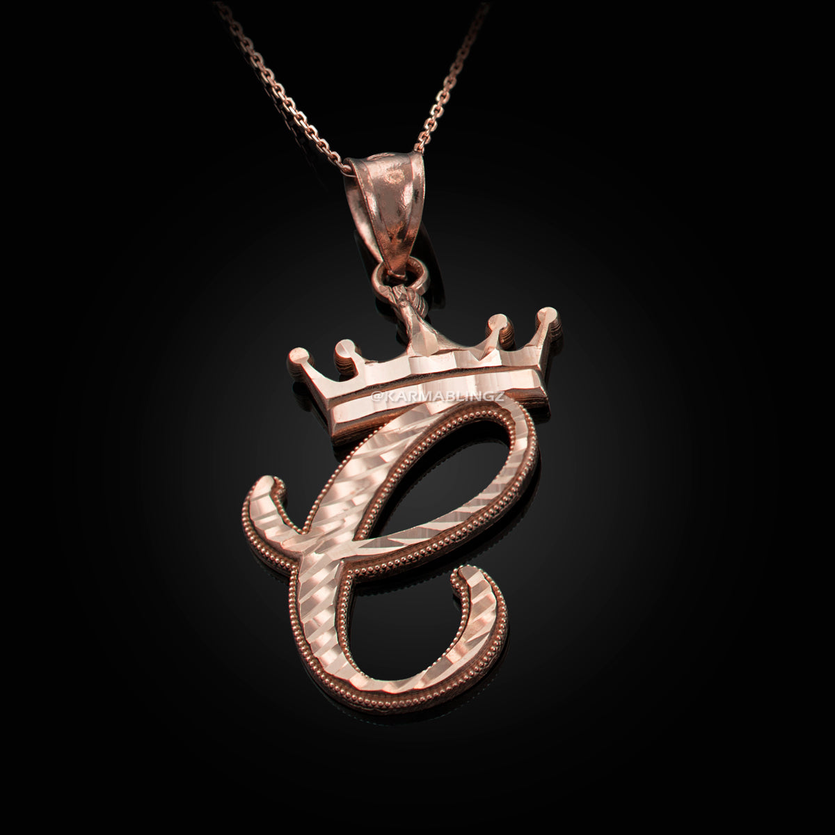 Gold Alphabet Cursive Letter 'C' Initial DC Pendant Necklace (yellow, white, rose, 10K, 14K) Karma Blingz