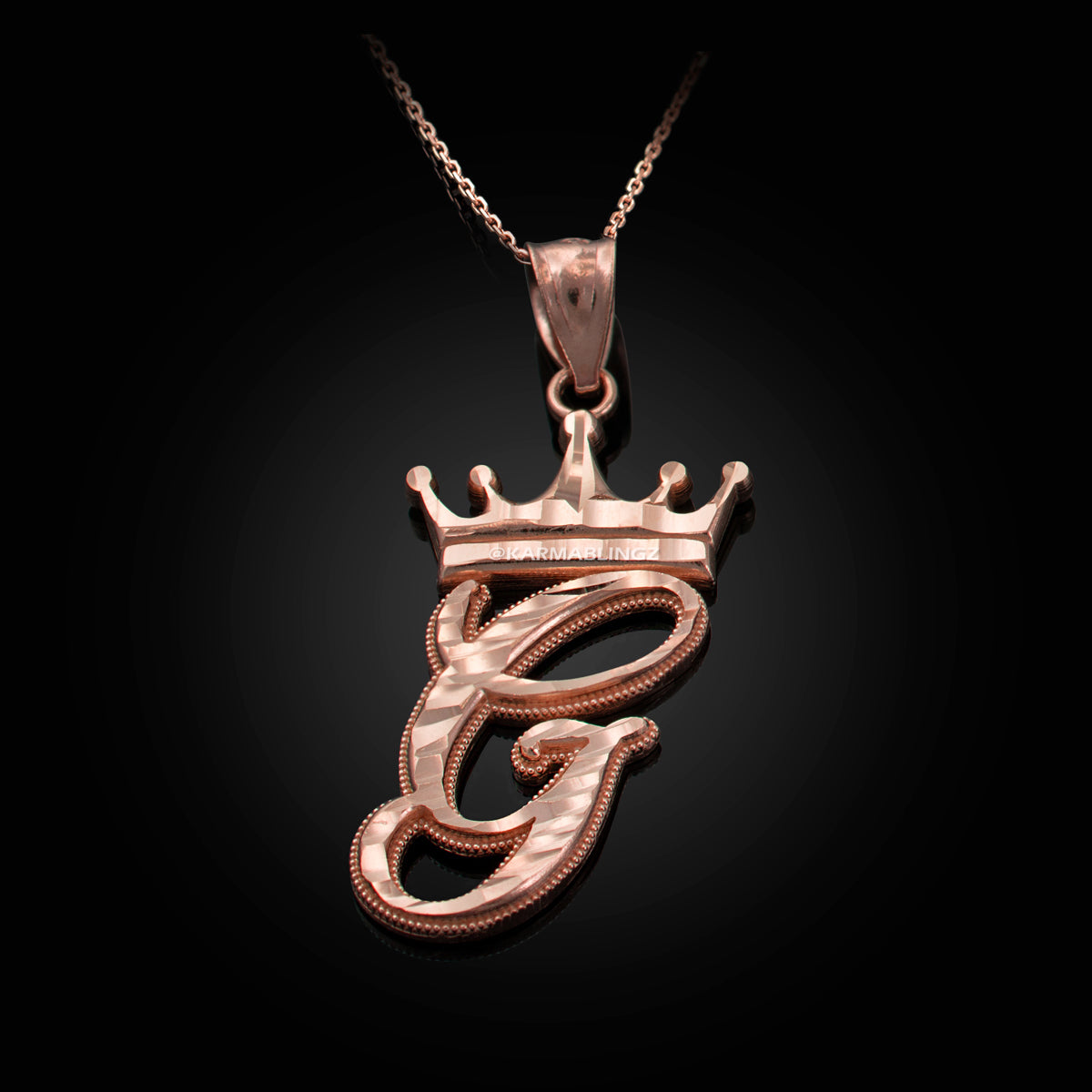 Gold Alphabet Cursive Letter 'G' Initial DC Pendant Necklace (yellow, white, rose, 10K, 14K) Karma Blingz