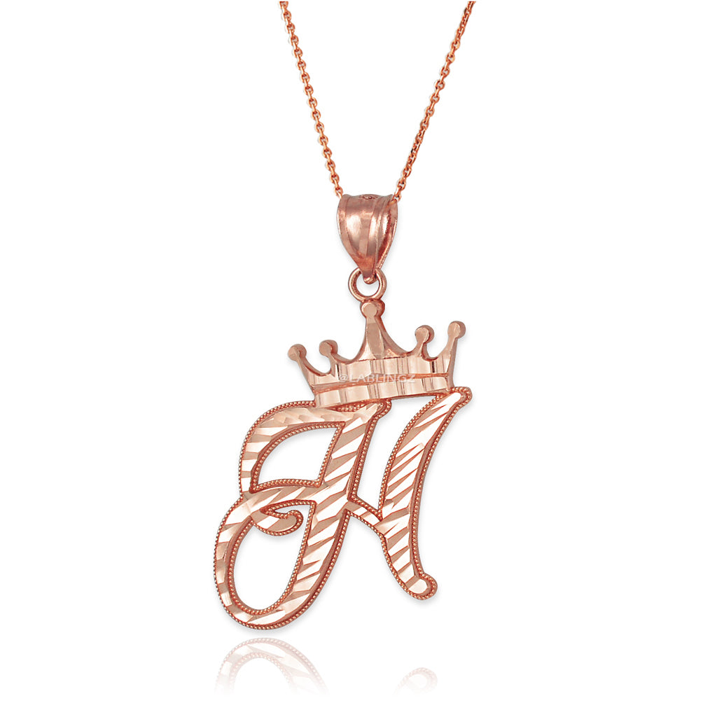 Gold Alphabet Cursive Letter 'H' Initial DC Pendant Necklace (yellow, white, rose, 10K, 14K) Karma Blingz