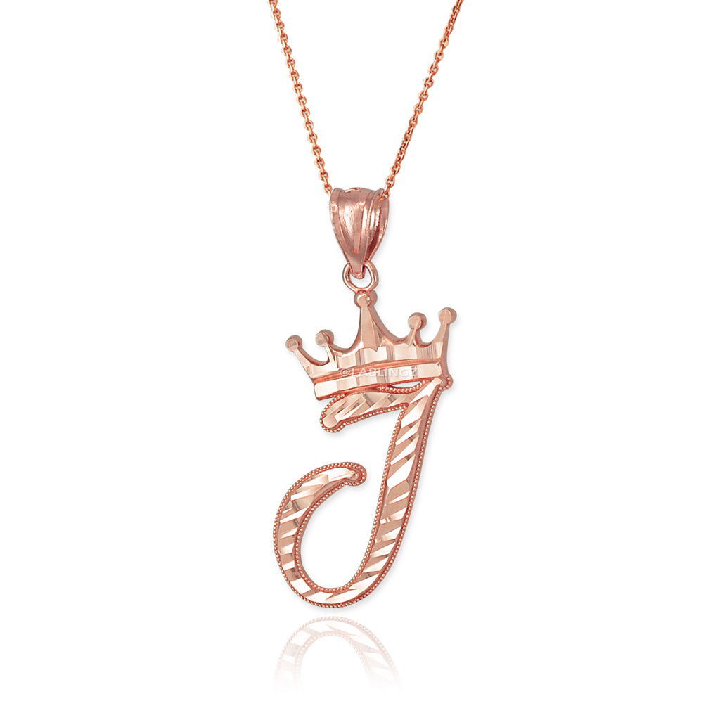 Gold Alphabet Cursive Letter 'J' Initial DC Pendant Necklace (yellow, white, rose, 10K, 14K) Karma Blingz