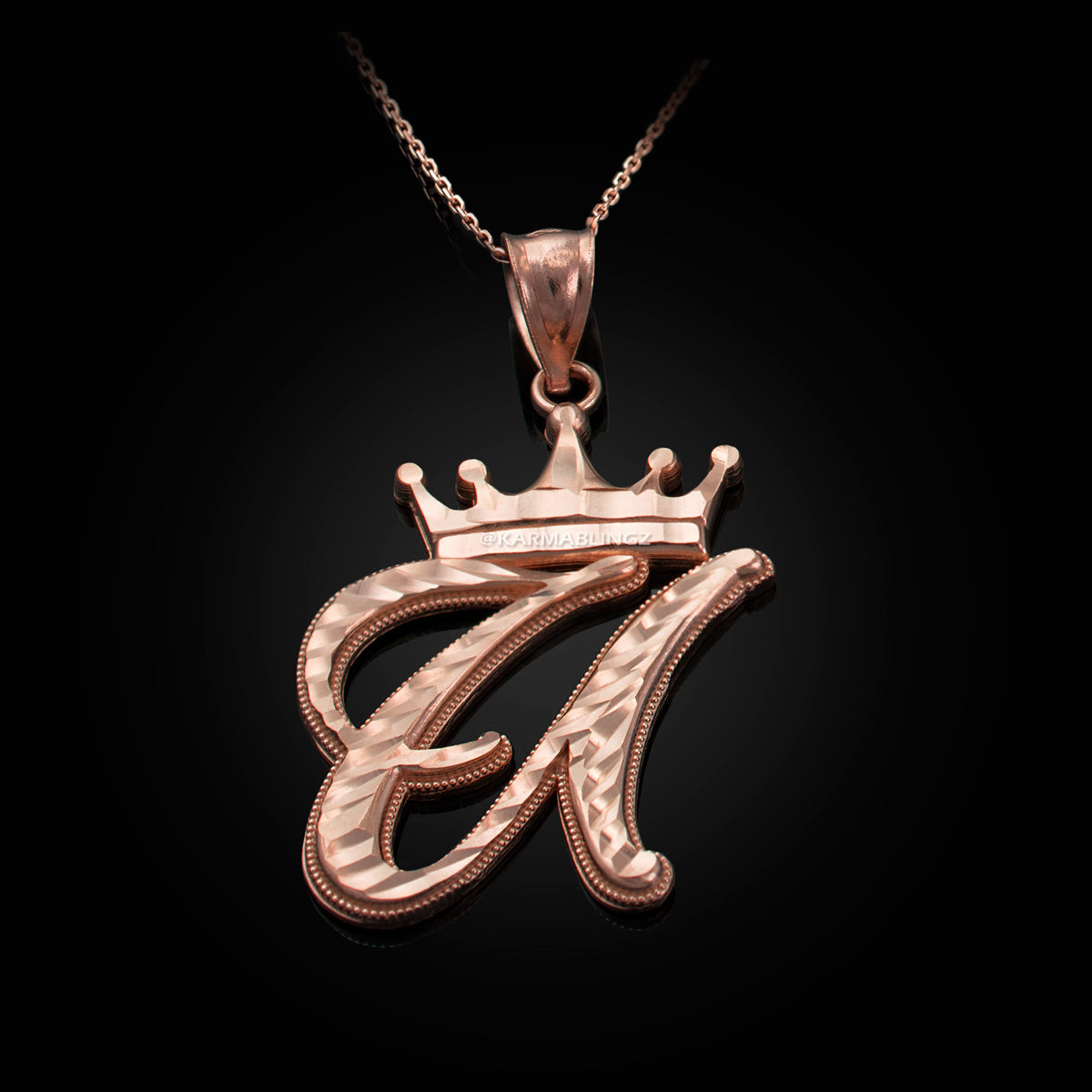 Gold Alphabet Cursive Letter 'U' Initial DC Pendant Necklace (yellow, white, rose, 10K, 14K) Karma Blingz