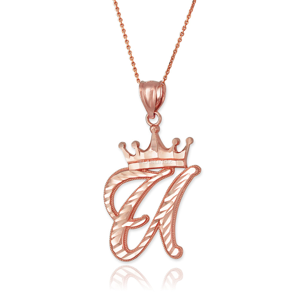Gold Alphabet Cursive Letter 'U' Initial DC Pendant Necklace (yellow, white, rose, 10K, 14K) Karma Blingz
