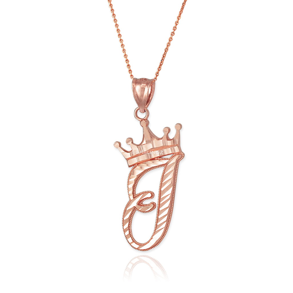 Gold Alphabet Cursive Letter 'I' Initial DC Pendant Necklace (yellow, white, rose, 10K, 14K) Karma Blingz