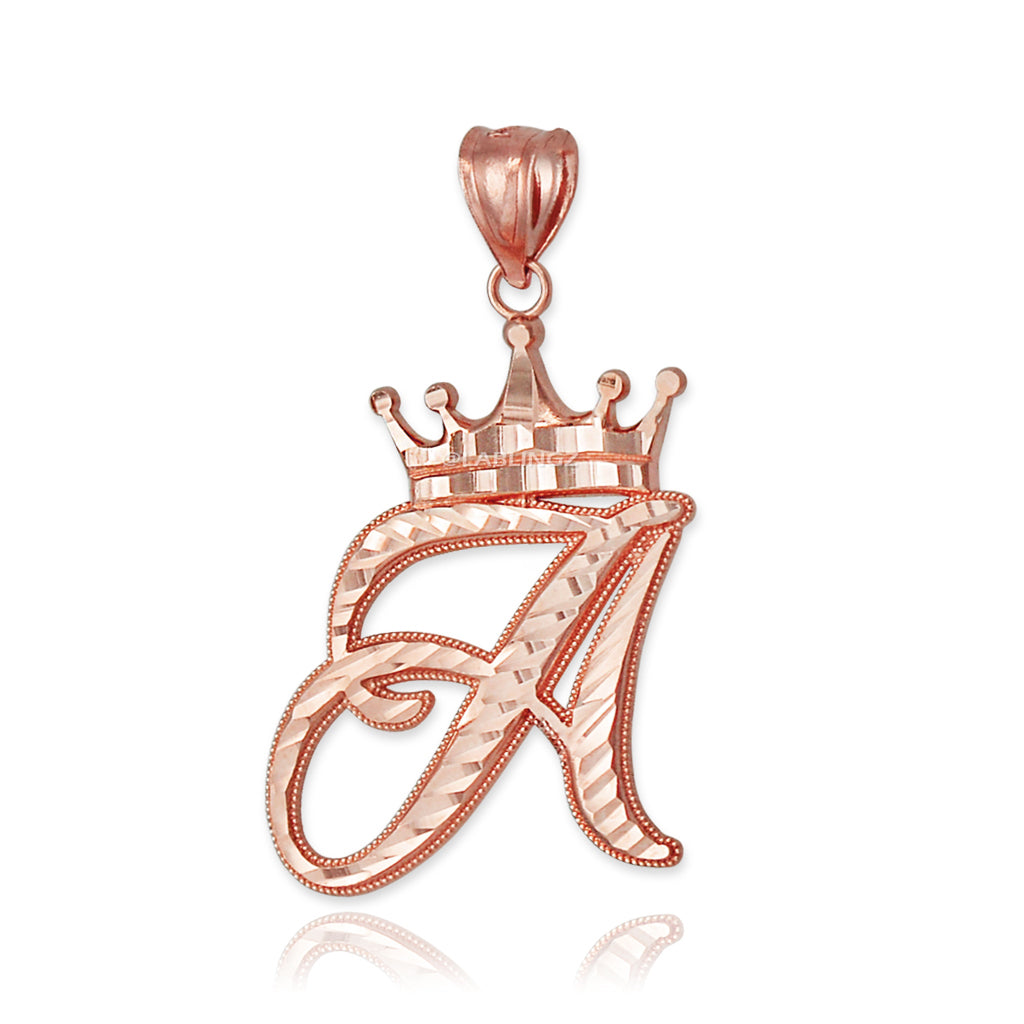 Gold Alphabet Cursive Letter 'A' Initial DC Pendant Necklace (yellow, white, rose, 10K, 14K) Karma Blingz