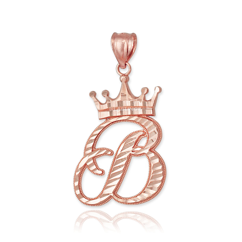 Gold Alphabet Cursive Letter 'B' Initial DC Pendant Necklace (yellow, white, rose, 10K, 14K) Karma Blingz