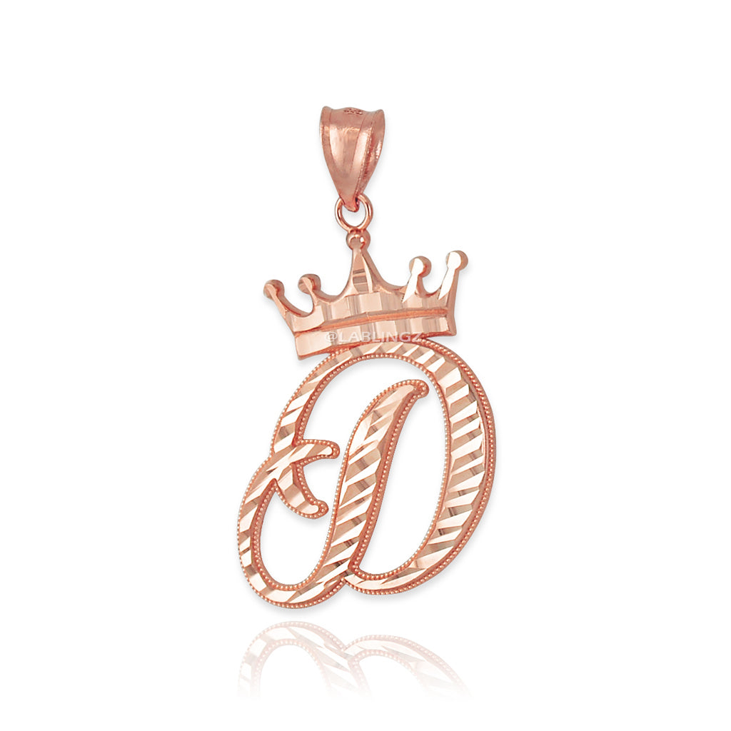 Gold Alphabet Cursive Letter 'D' Initial DC Pendant Necklace (yellow, white, rose, 10K, 14K) Karma Blingz