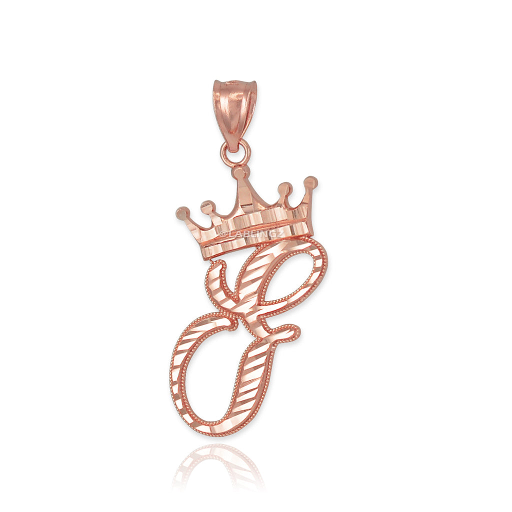 Gold Alphabet Cursive Letter 'F' Initial DC Pendant Necklace (yellow, white, rose, 10K, 14K) Karma Blingz