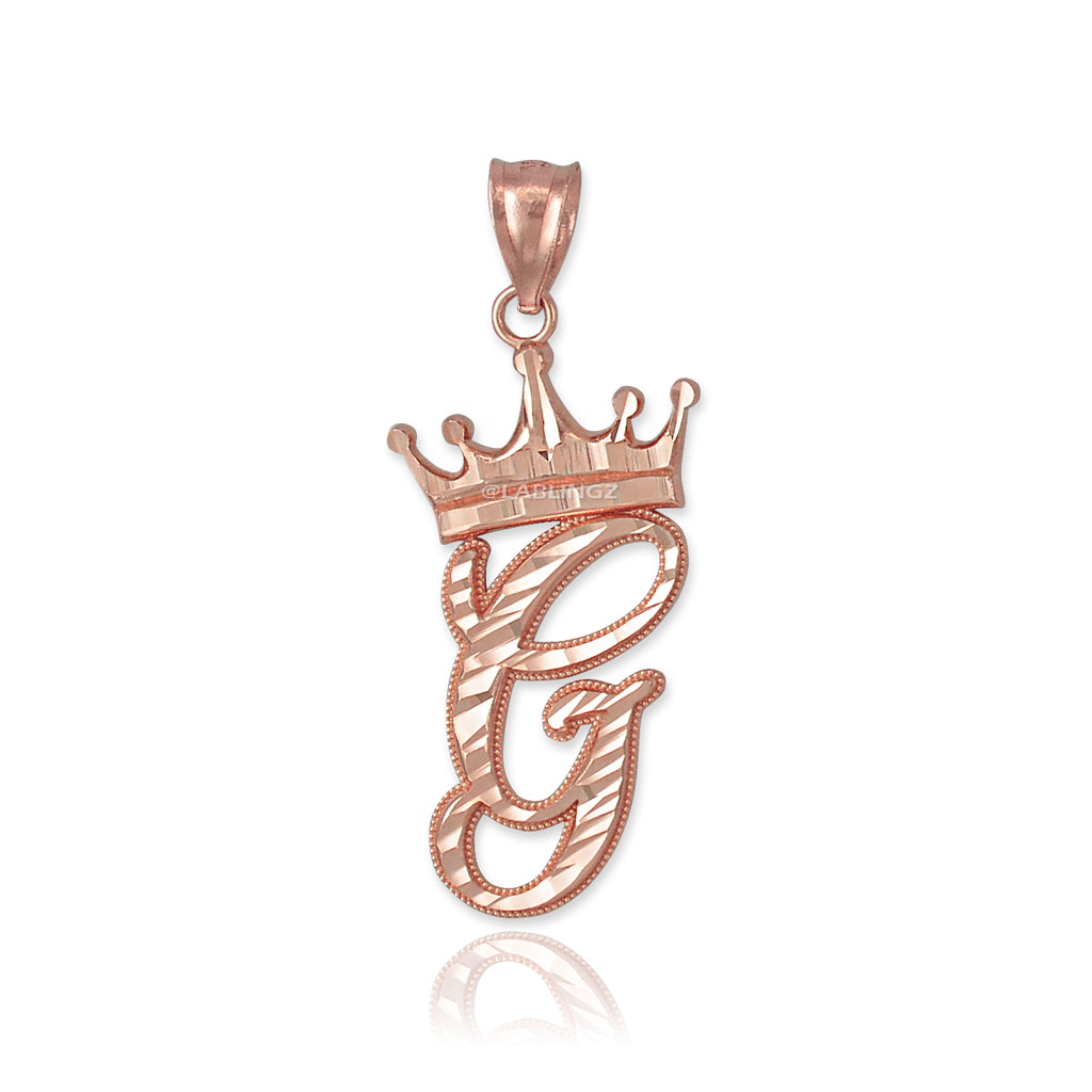 Gold Alphabet Cursive Letter 'G' Initial DC Pendant Necklace (yellow, white, rose, 10K, 14K) Karma Blingz