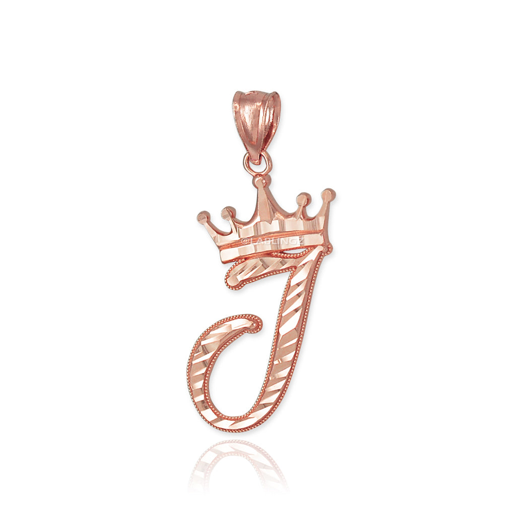 Gold Alphabet Cursive Letter 'J' Initial DC Pendant Necklace (yellow, white, rose, 10K, 14K) Karma Blingz