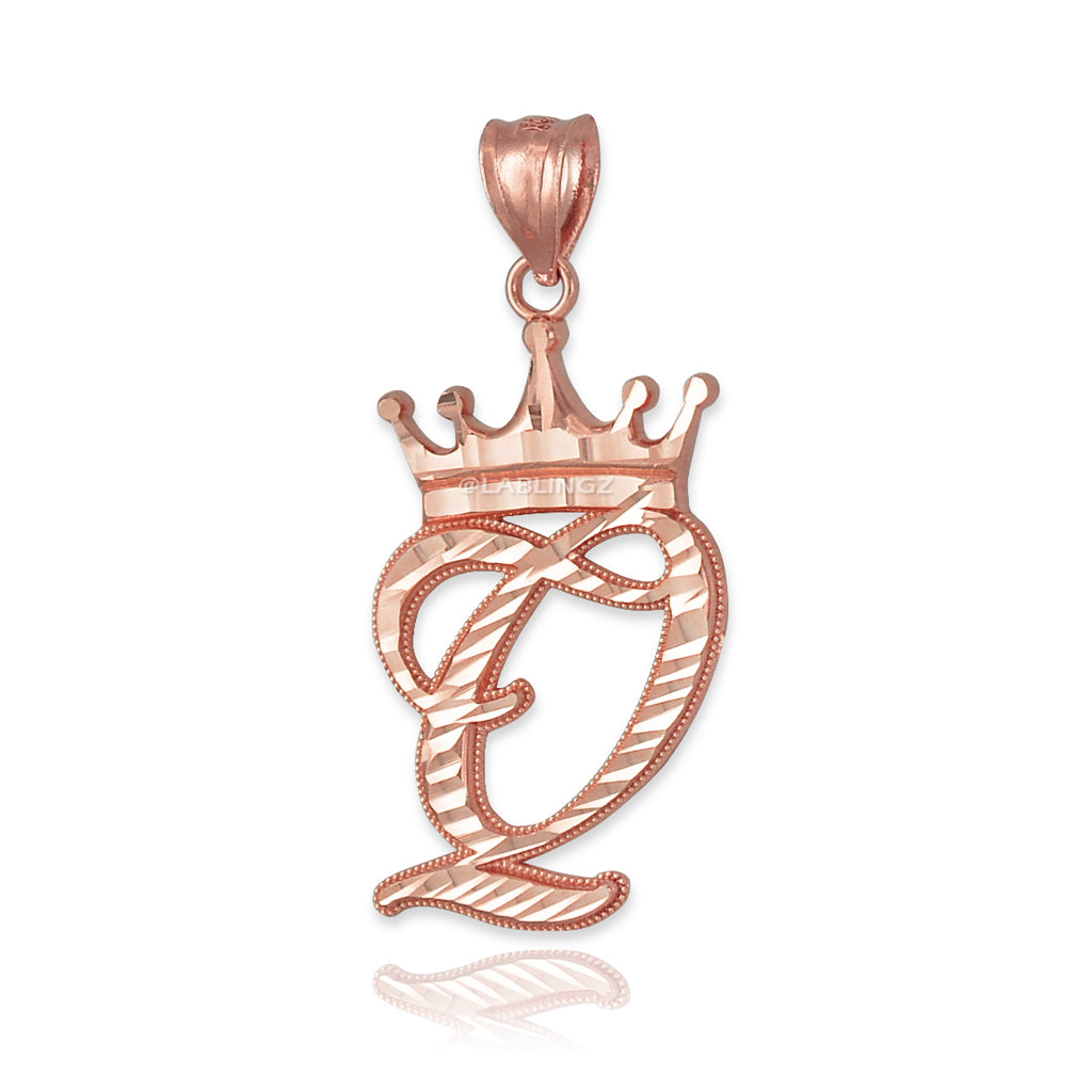 Gold Alphabet Cursive Letter 'Q' Initial DC Pendant Necklace (yellow, white, rose, 10K, 14K) Karma Blingz