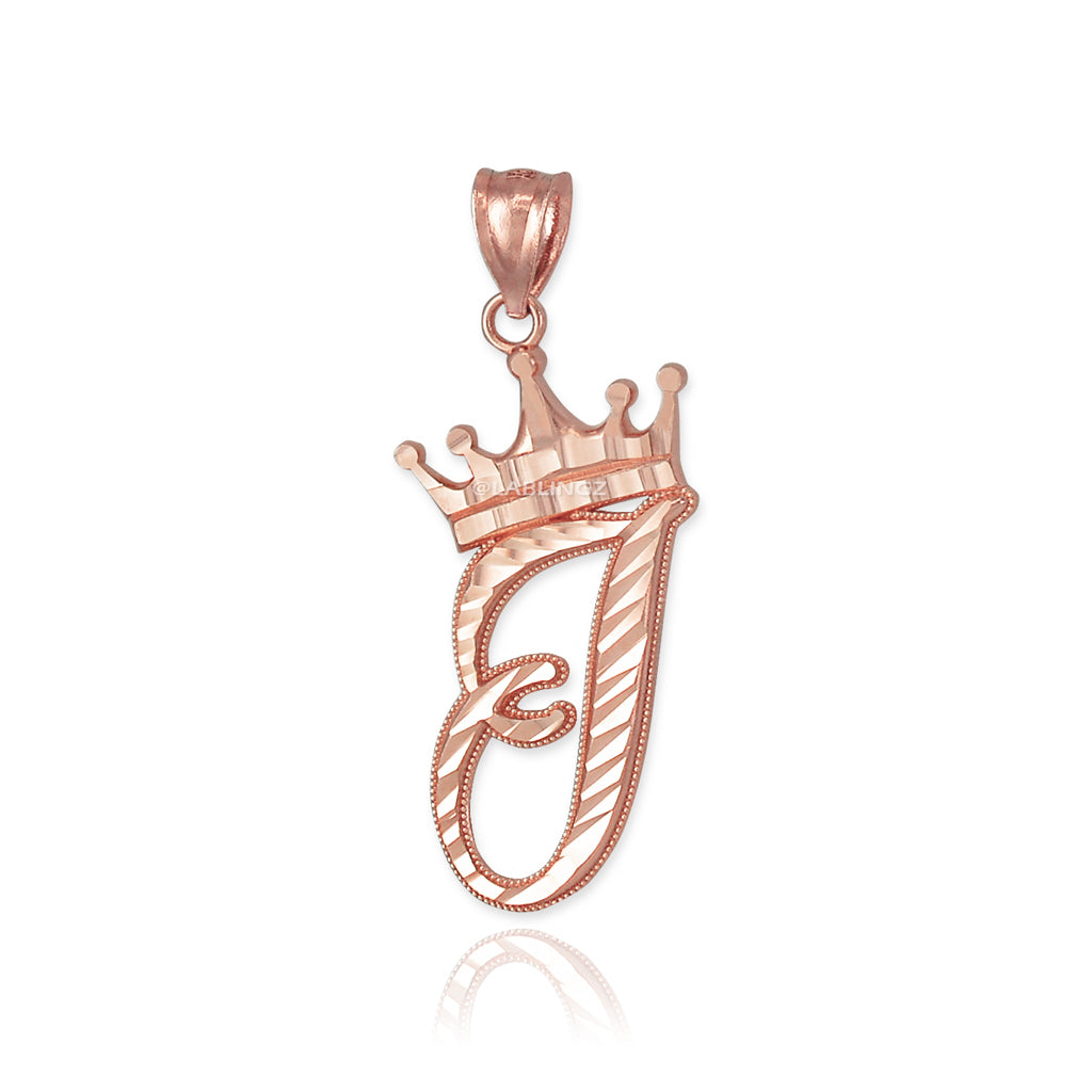 Gold Alphabet Cursive Letter 'I' Initial DC Pendant Necklace (yellow, white, rose, 10K, 14K) Karma Blingz