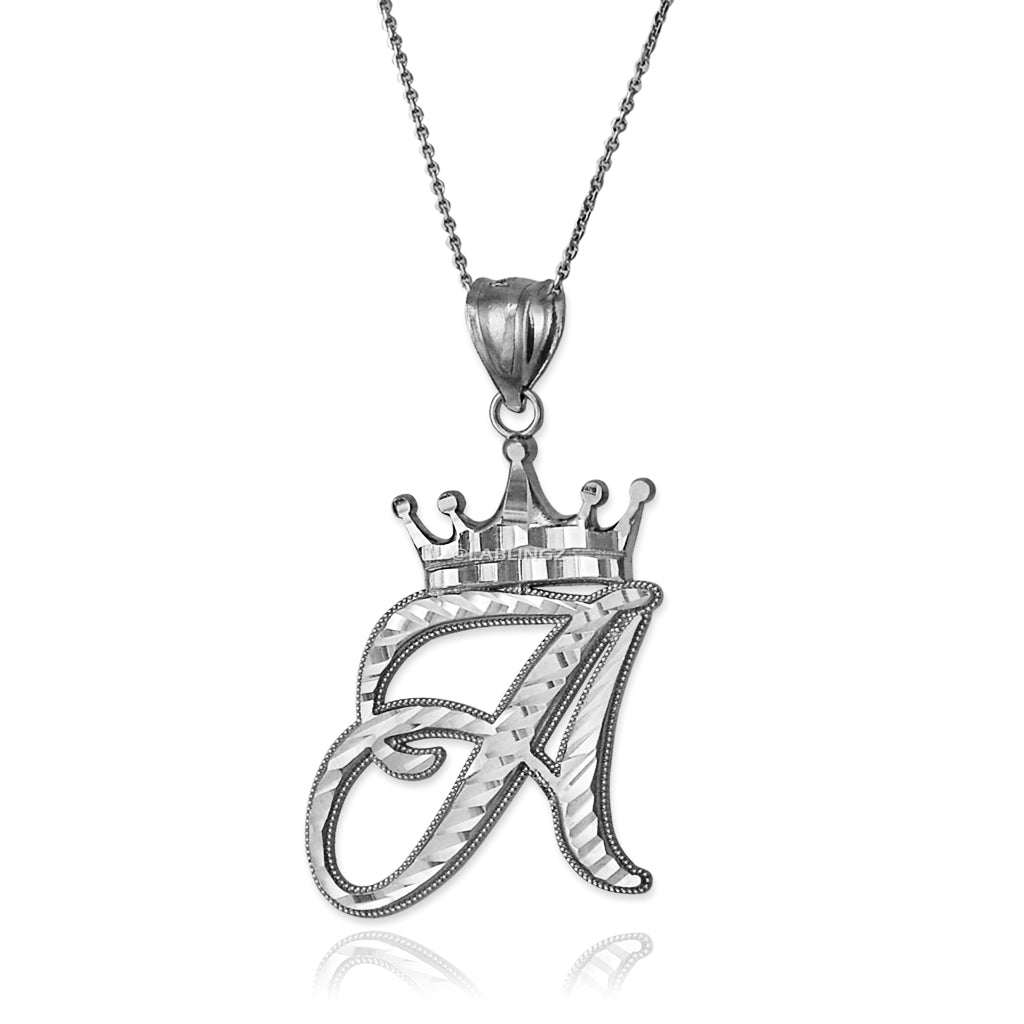 Gold Alphabet Cursive Letter 'A' Initial DC Pendant Necklace (yellow, white, rose, 10K, 14K) Karma Blingz