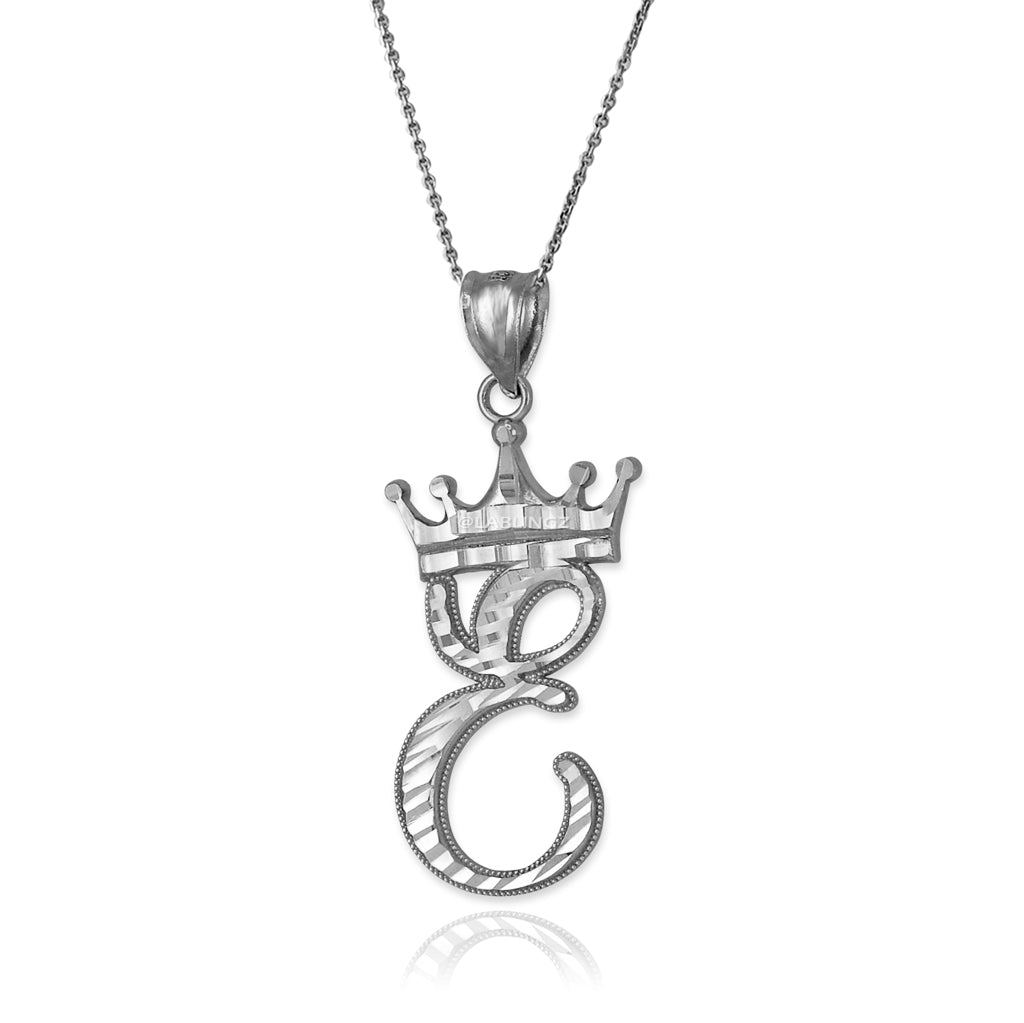 Gold Alphabet Cursive Letter 'E' Initial DC Pendant Necklace (yellow, white, rose, 10K, 14K) Karma Blingz