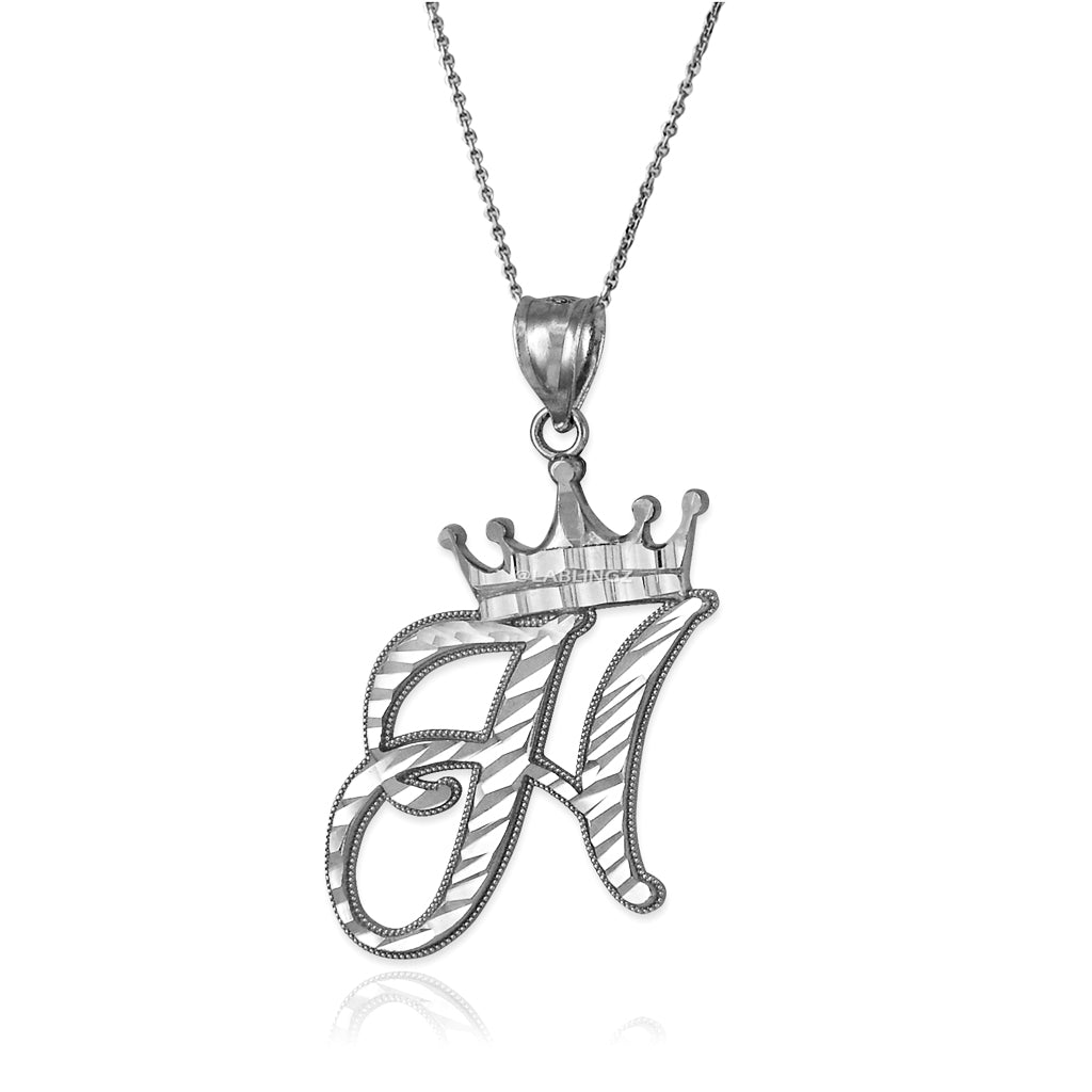 Gold Alphabet Cursive Letter 'H' Initial DC Pendant Necklace (yellow, white, rose, 10K, 14K) Karma Blingz