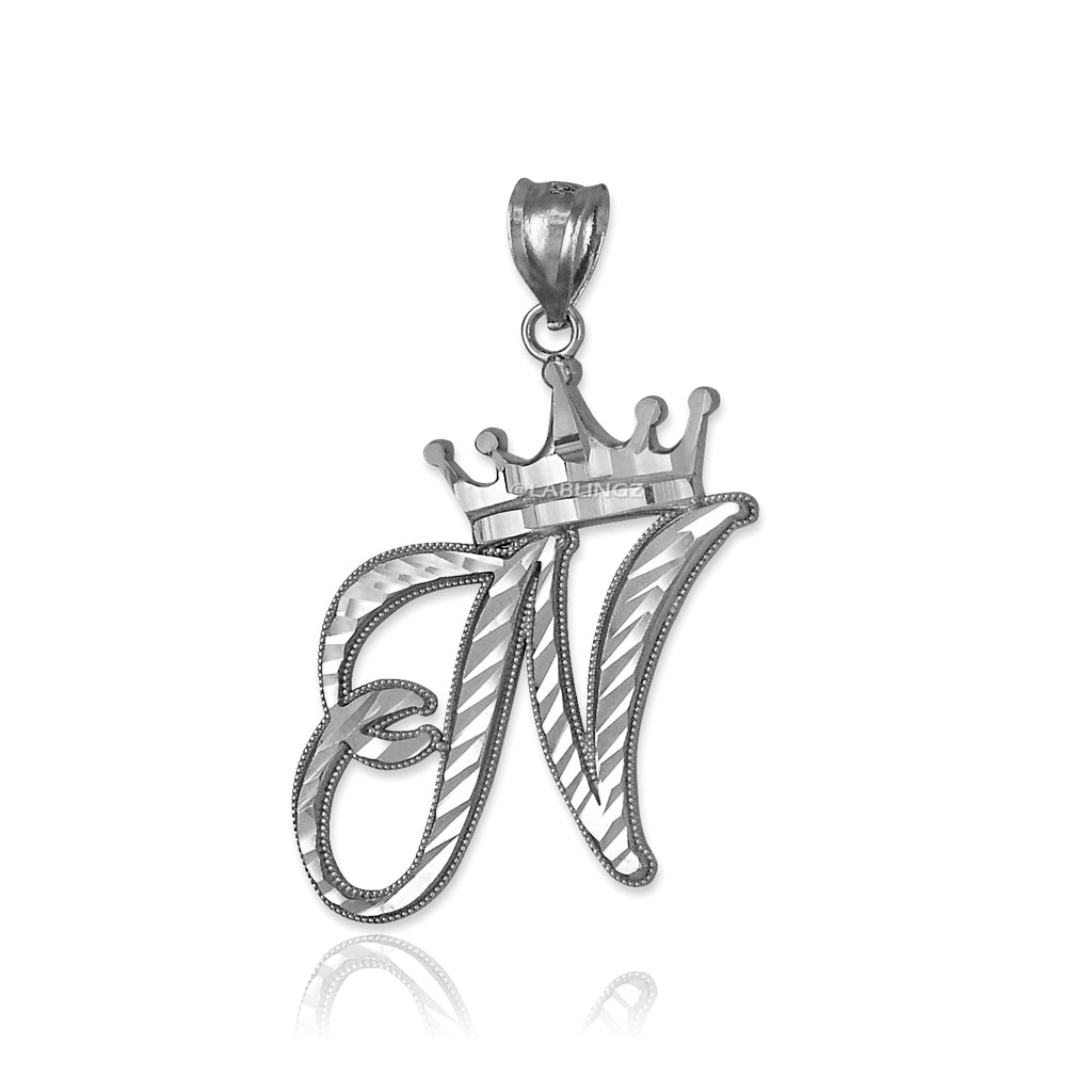Gold Alphabet Cursive Letter 'N' Initial DC Pendant Necklace (yellow, white, rose, 10K, 14K) Karma Blingz