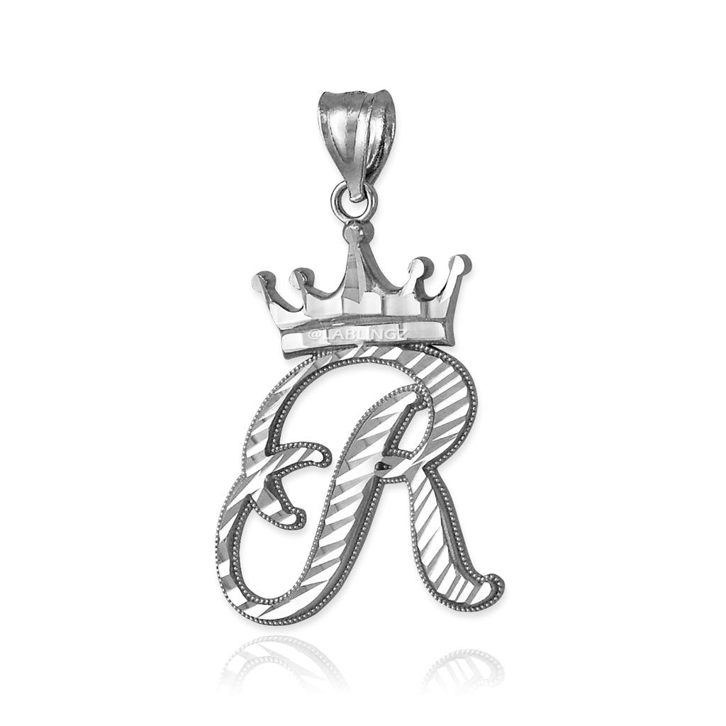 Gold Alphabet Cursive Letter 'R' Initial DC Pendant Necklace (yellow, white, rose, 10K, 14K) Karma Blingz