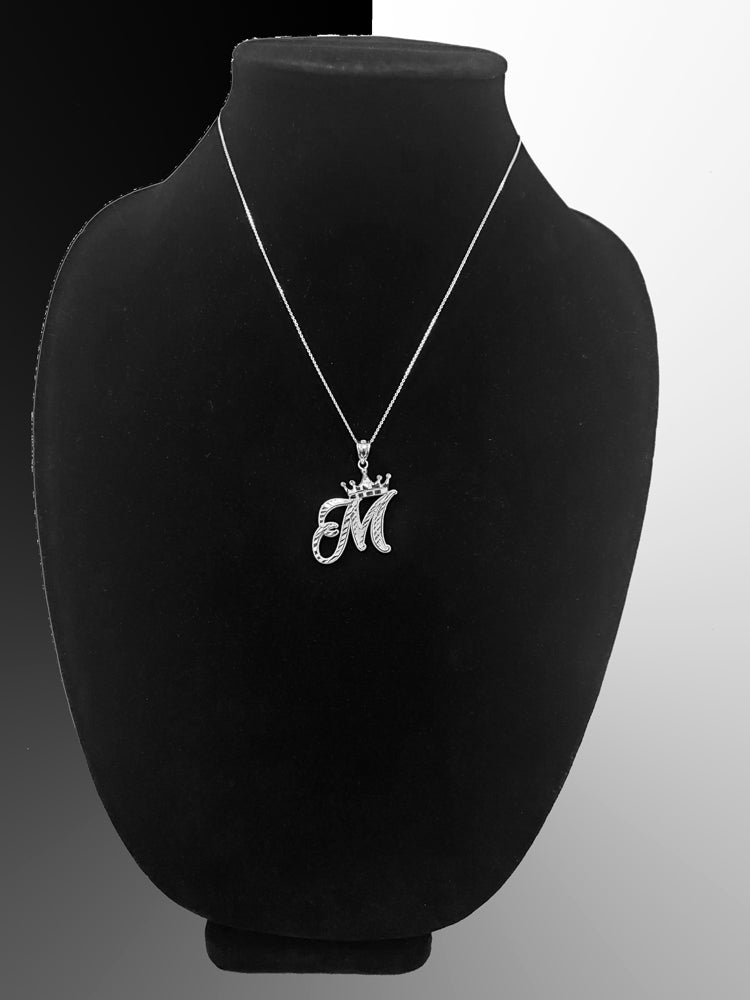 Gold Alphabet Cursive Letter 'M' Initial DC Pendant Necklace (yellow, white, rose, 10K, 14K) Karma Blingz